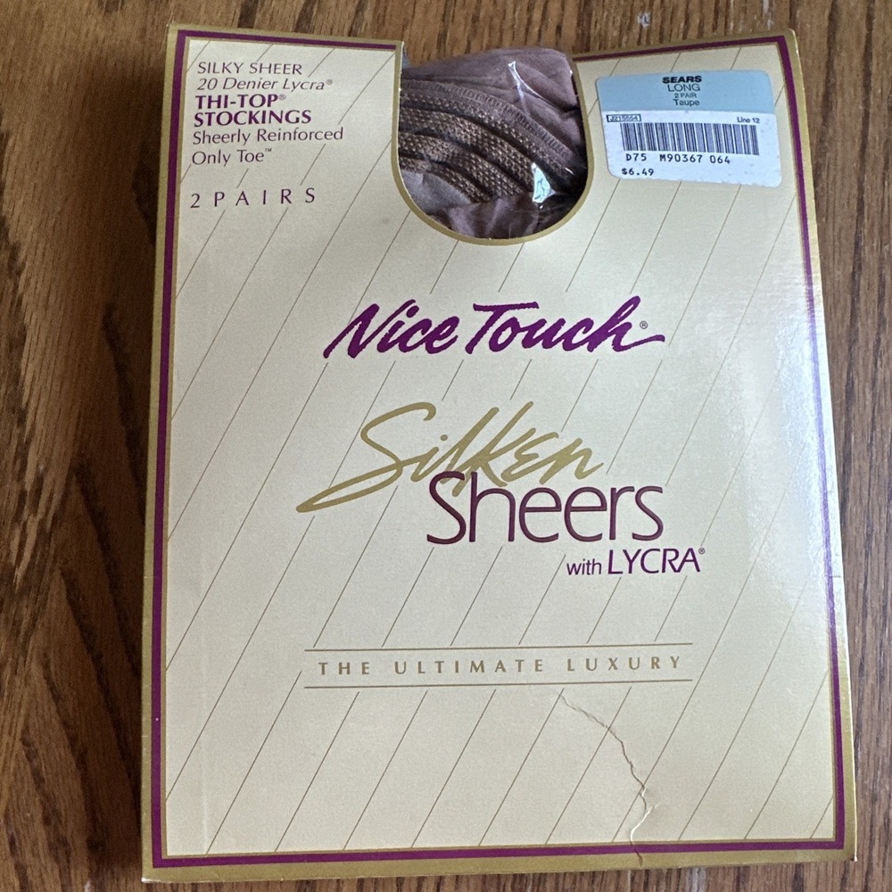 Nice Touch Silken Sheers Lycra 3‎ Pairs Taupe Long Thi - Top Stockings Vintage